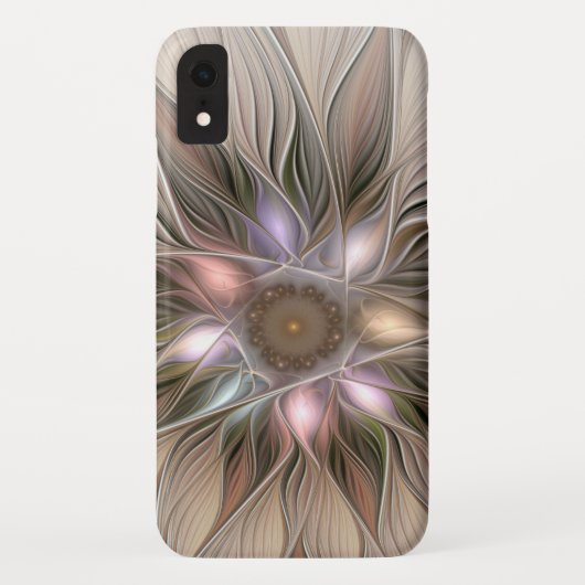 Coques Case-Mate iPhone Fleur joyeuse abstraite beige marron floral fracta (Dos)