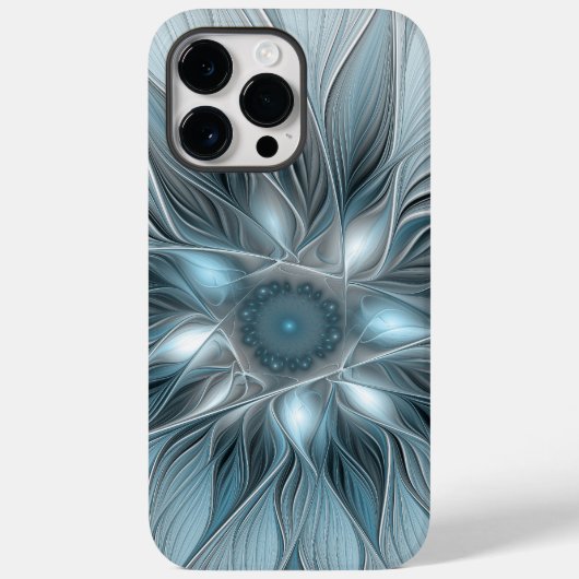 Coques Case-Mate iPhone Fleur joyeuse abstraite fleur bleue grise fractale (Verso)