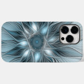 Coques Case-Mate iPhone Fleur joyeuse abstraite fleur bleue grise fractale (Verso (horizontal))