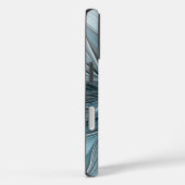 Coques Case-Mate iPhone Fleur joyeuse abstraite florale fractale bleue gri (Verso / Droite)