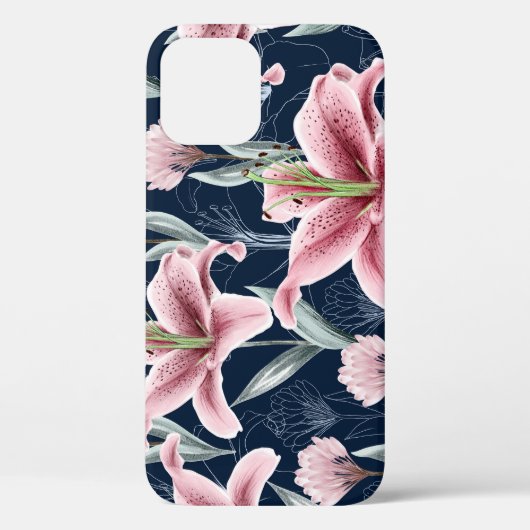 Coques Case-Mate iPhone Fleur Lilly Rose Motif sans couture. (Verso)