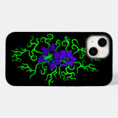 Coques Case-Mate iPhone Fleur Lily violette sur noir (Verso (horizontal))