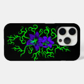 Coques Case-Mate iPhone Fleur Lily violette sur noir (Verso (horizontal))