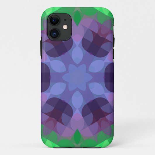 Coques Case-Mate iPhone Fleur Mandala rétro violet et vert (Dos)