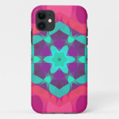 Coques Case-Mate iPhone Fleur Mandala rose bleu et violet rétro (Dos)