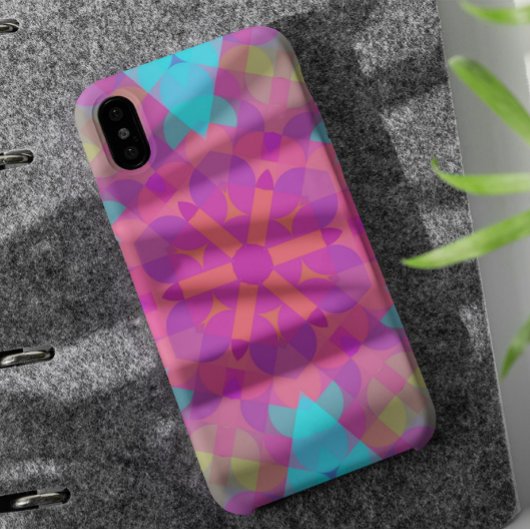 Coques Case-Mate iPhone Fleur Mandala rose bleu et violet rétro