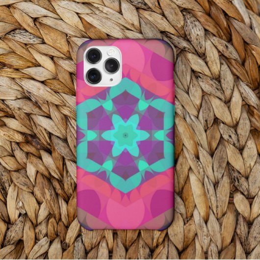 Coques Case-Mate iPhone Fleur Mandala rose bleu et violet rétro