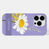 Coques Case-Mate iPhone Fleur marguerite blanche Nom personnalisé (Verso (horizontal))