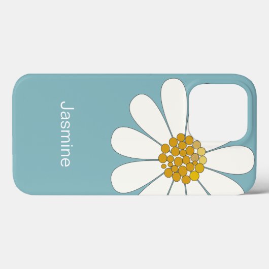Coques Case-Mate iPhone Fleur marguerite blanche Nom personnalisé (Verso (horizontal))