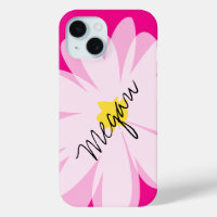 Fleur marguerite rose et blanc dessin iPhone 15 co