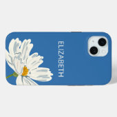 Coques Case-Mate iPhone Fleur moderne blanche Personnaliser le nom (Verso (horizontal))