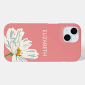 Coques Case-Mate iPhone Fleur Moderne Blanche Personnaliser Nom (Verso (horizontal))