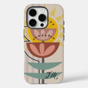 Coques iPhone 16 Pro Fleur moderne et texte personnalisé