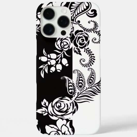 Coques Case-Mate iPhone Fleur moderne noir et blanc pour iPhone 16 Pro Max (Verso)