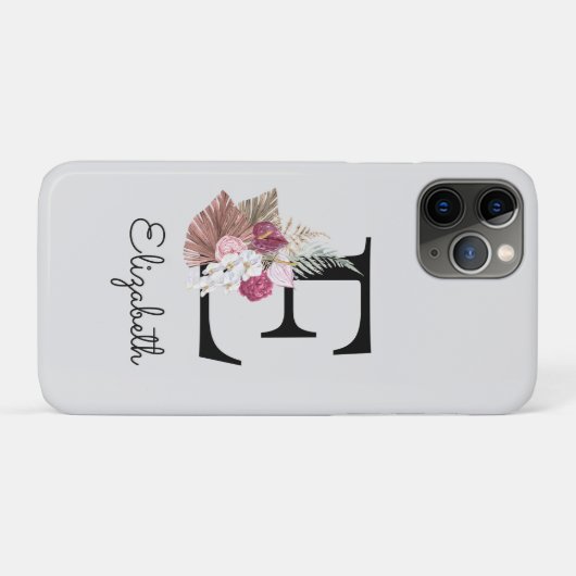 Coques Case-Mate iPhone Fleur moderne rose E Initiale (Dos (Horizontal))