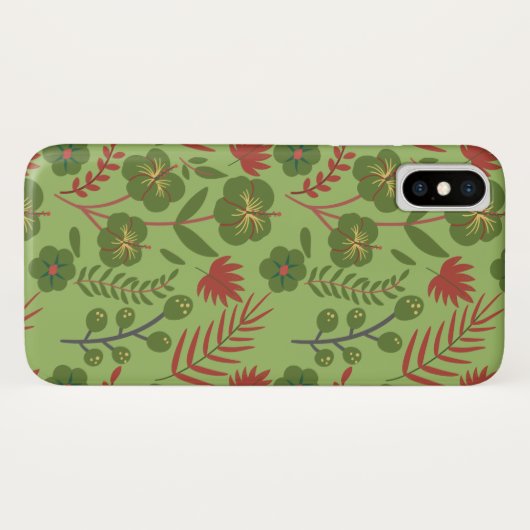 Coques Case-Mate iPhone Fleur motif, branche, feuille fleurie verte sans s (Dos (Horizontal))