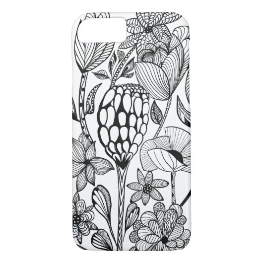 Coques Case-Mate iPhone Fleur, noir et blanc (Dos)