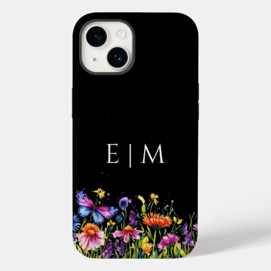 Coques Case-Mate iPhone Fleur noire de papillon mignon (Verso)