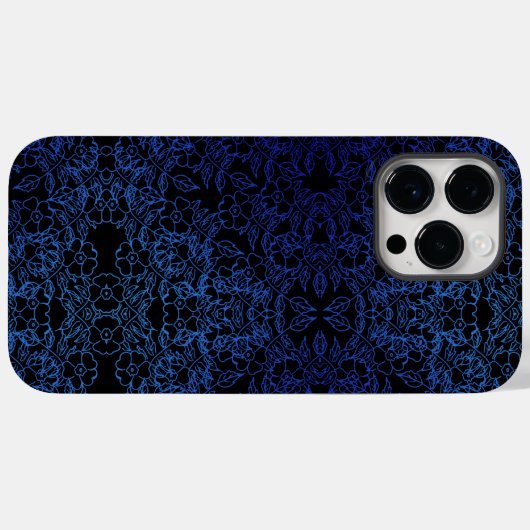 Coques Case-Mate iPhone Fleur noire et bleue motif esthétique unique (Verso (horizontal))