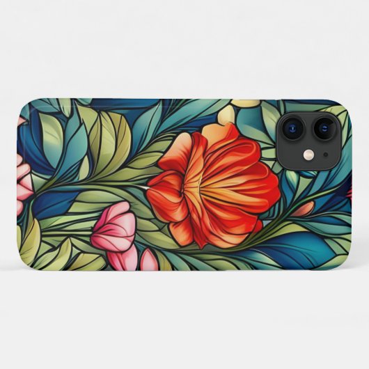 Coques Case-Mate iPhone Fleur orange Abstraite sur vert (Dos (Horizontal))