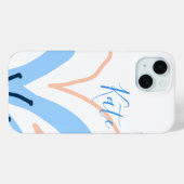 Coques Case-Mate iPhone Fleur pastel orange bleue ajouter nom cadeau rétro (Verso (horizontal))