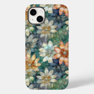 Coque Pour iPhone 14 Plus Fleur Peach Blanc Bleu Vert