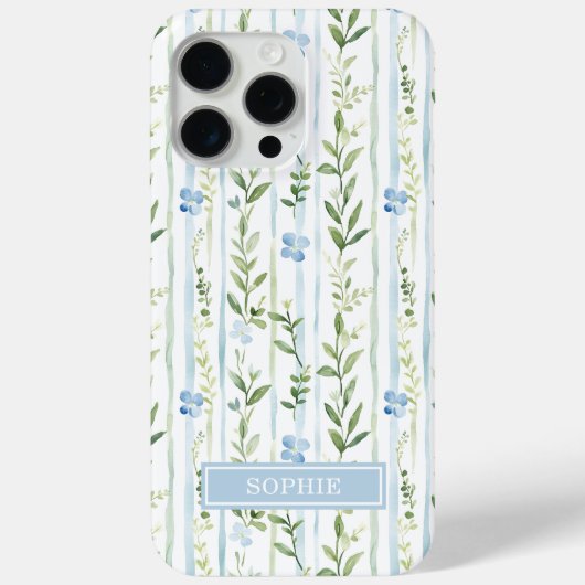 Coques Case-Mate iPhone Fleur personnalisée rayée bleue (Verso)