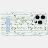 Coques Case-Mate iPhone Fleur personnalisée rayée bleue (Verso (horizontal))