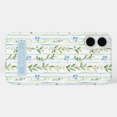 Coques Case-Mate iPhone Fleur personnalisée rayée bleue (Verso (horizontal))
