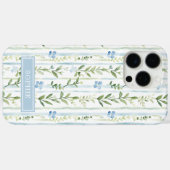 Coques Case-Mate iPhone Fleur personnalisée rayée bleue (Verso (horizontal))