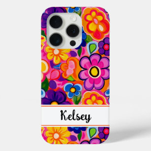 Coque iPhone 15 Pro Fleur personnalisée Rétro Cool