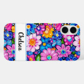Coques Case-Mate iPhone Fleur personnalisée rétro groovy (Verso (horizontal))