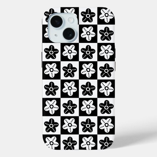 Coques Case-Mate iPhone Fleur point noir blanc (Verso)