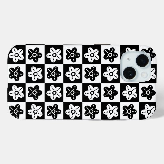 Coques Case-Mate iPhone Fleur point noir blanc (Verso (horizontal))