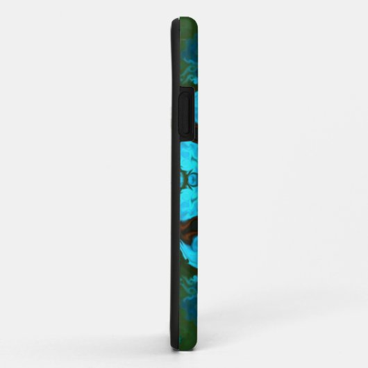 Coques Case-Mate iPhone Fleur psychédélique hippie bleu et vert (Dos/Droite)