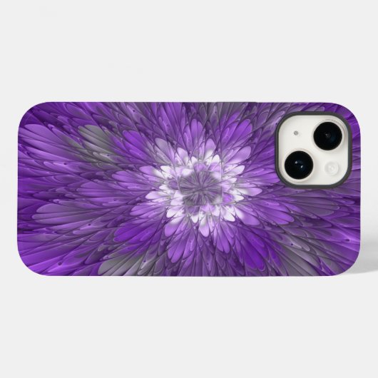 Coques Case-Mate iPhone Fleur psychédélique violette Abstraite Fractal Art (Verso (horizontal))