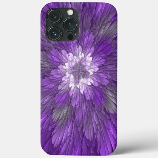 Coques Case-Mate iPhone Fleur psychédélique violette Abstraite Fractal Art (Verso)