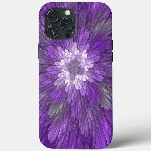 Coques Case-Mate iPhone Fleur psychédélique violette Abstraite Fractal Art (Verso)