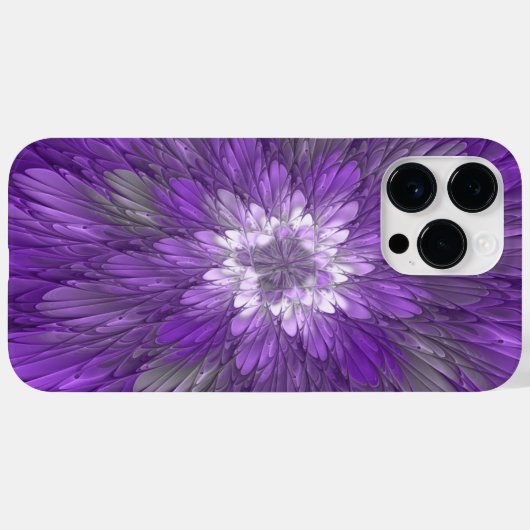 Coques Case-Mate iPhone Fleur psychédélique violette Abstraite Fractal Art (Verso (horizontal))