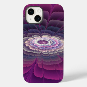 Coque Pour iPhone 14 Fleur rayante Coloré Abstrait Fractal Art rose