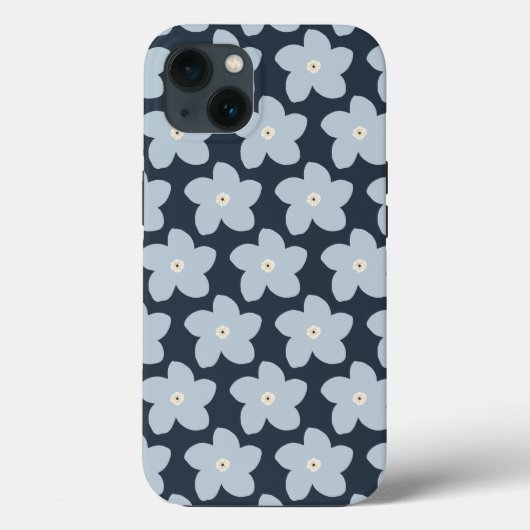 Coques Case-Mate iPhone Fleur Rétro Bleu Clair Et Navy (Verso)