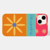 Coques Case-Mate iPhone Fleur rétro de nom personnalisé (Verso (horizontal))