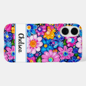 Coques Case-Mate iPhone Fleur Rétro Groovy Personnalisée (Verso (horizontal))