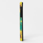 Coques Case-Mate iPhone Fleur rétro Mandala jaune bleu et vert (Dos/Gauche)