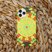 Coques Case-Mate iPhone Fleur rétro Mandala jaune orange et vert