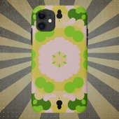 Coques Case-Mate iPhone Fleur Retro Mandala jaune vert et blanc