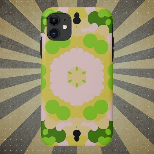 Coques Case-Mate iPhone Fleur Retro Mandala jaune vert et blanc