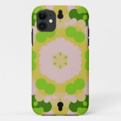 Coques Case-Mate iPhone Fleur Retro Mandala jaune vert et blanc (Dos)