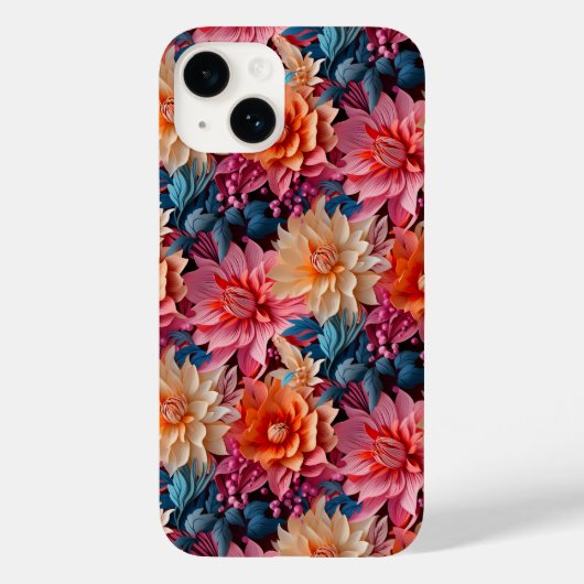 Coques Case-Mate iPhone Fleur rose orange et feuille (Verso)