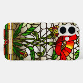 Coques Case-Mate iPhone Fleur rouge de verre teinté élégant (Verso (horizontal))